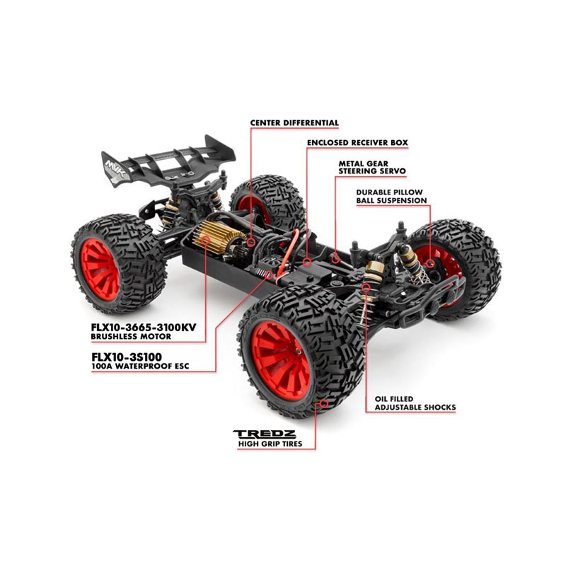 MAVERICK Quantum+ XT Flux 3s 1/10 Stadium Truck - Red