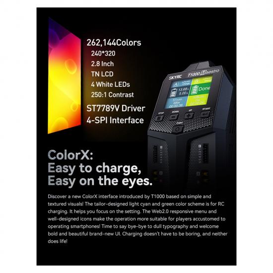 SkyRC T1000 Maestro AC/DC Duo Charger 450W / 1000W 20A Διπλός Φορτιστής