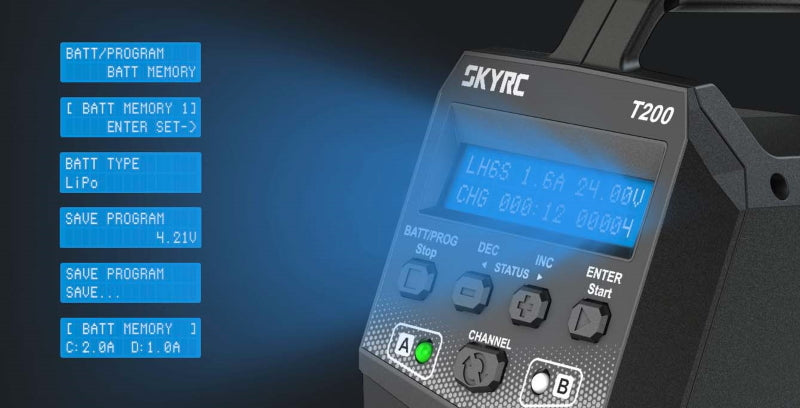 SkyRC T200 AC/DC DUO LiPo 1-6s 12A 100W Charger - RACERC