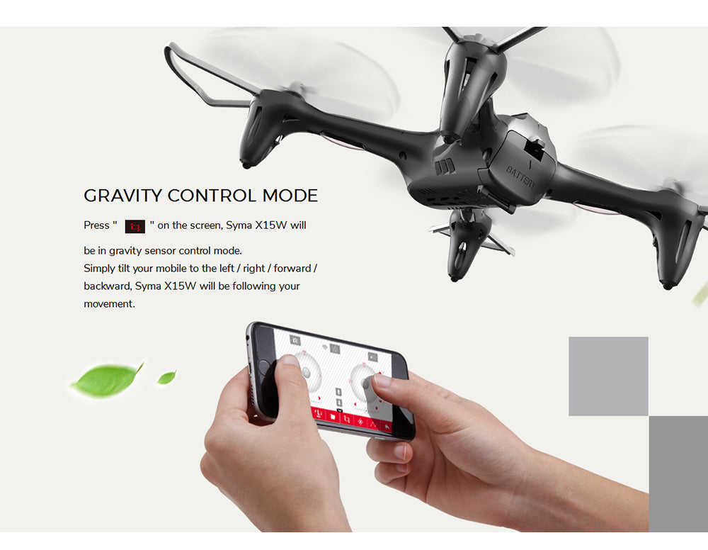 Syma X15W WiFi FPV With 0.3MP HD Camera Altitude Hold 3D Flips APP Control RC Quadcopter Camera Drone RTF - RACERC
