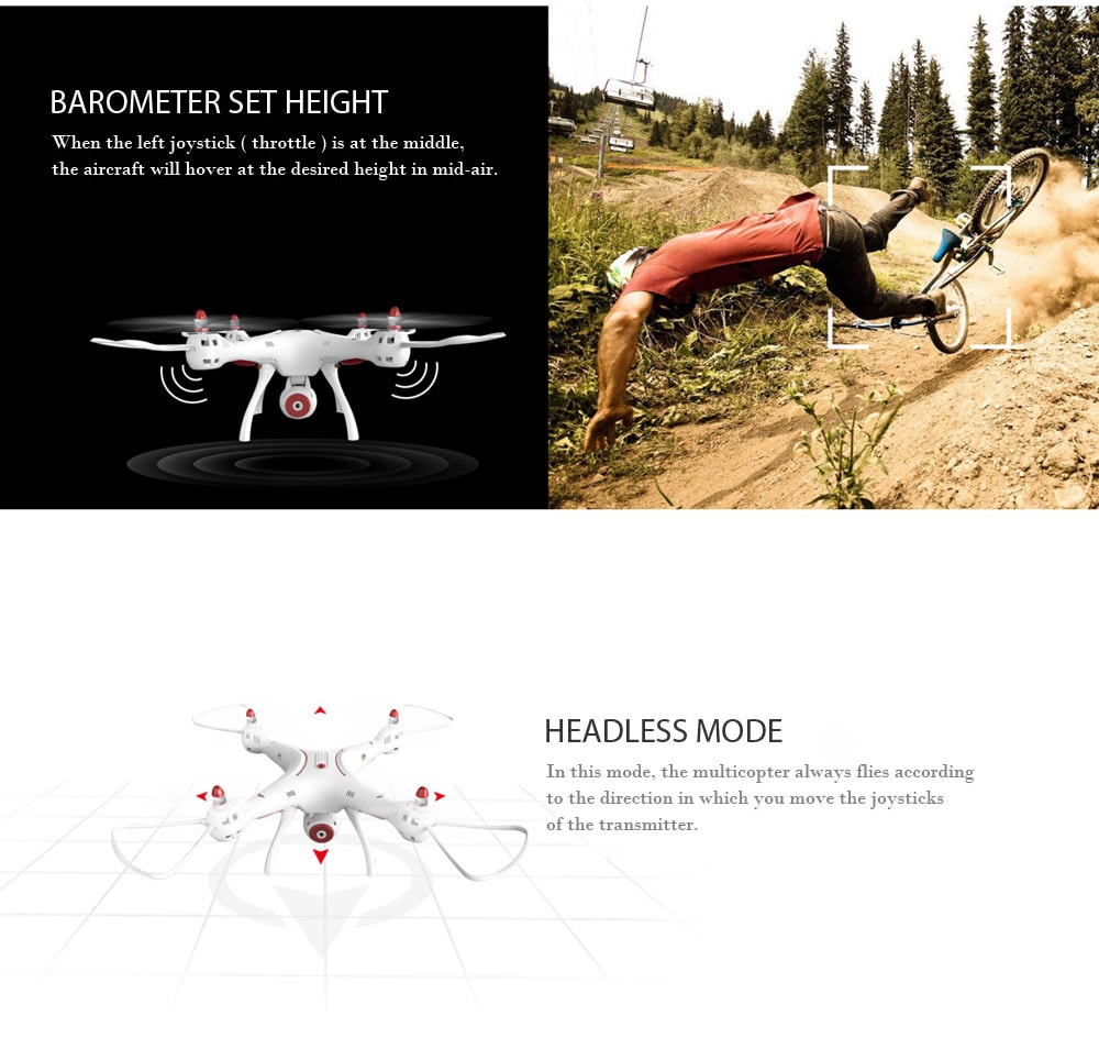 SYMA X8SW WIFI FPV With 720P HD Camera Altitude Hold Mode 2.4G 6Aixs Gyro RC Quadcopter RTF - White - RACERC