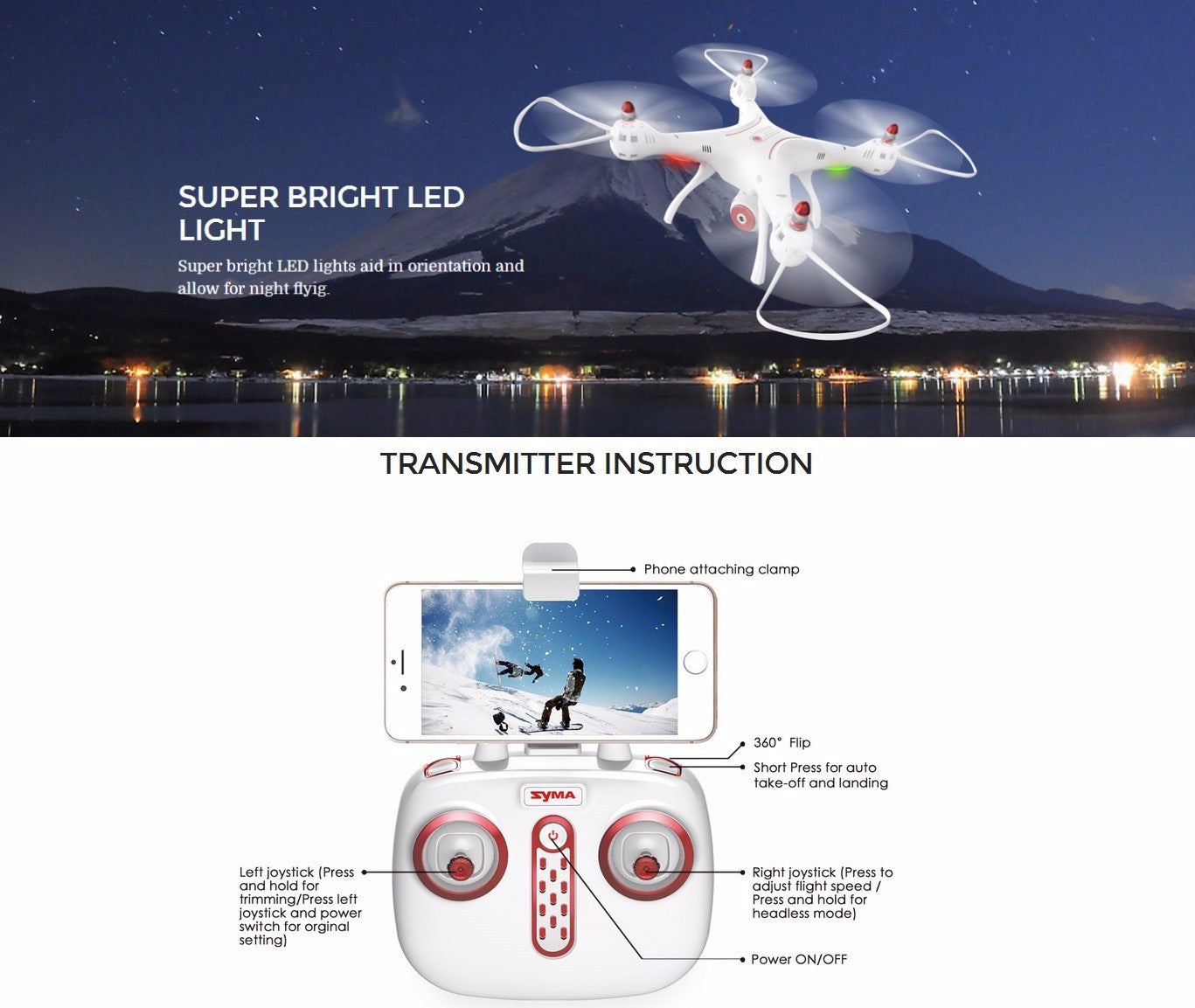 SYMA X8SW WIFI FPV With 720P HD Camera Altitude Hold Mode 2.4G 6Aixs Gyro RC Quadcopter RTF - White - RACERC