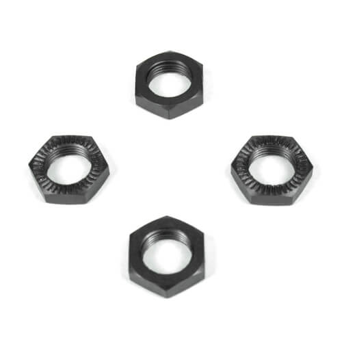 TKR5116 – Wheel Nuts (17mm, serrated, gun metal anodized, M12x1.0, 4pcs) - RACERC