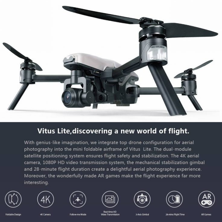 Walkera Vitus 320 5.8G Wi-Fi FPV Drone with 3-Axis 4K Camera, 3D Gimbal, DEVO F8S Remote Controller - RACERC