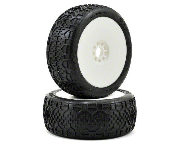 AKA Racing Handlebar 1/8 Buggy Tires (2) (Pre-Mounted) (White) (Super Soft) - RACERC