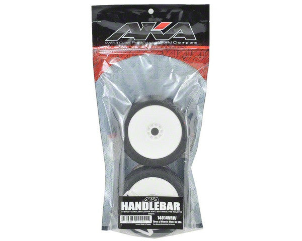 AKA Racing Handlebar 1/8 Buggy Tires (2) (Pre-Mounted) (White) (Super Soft) - RACERC