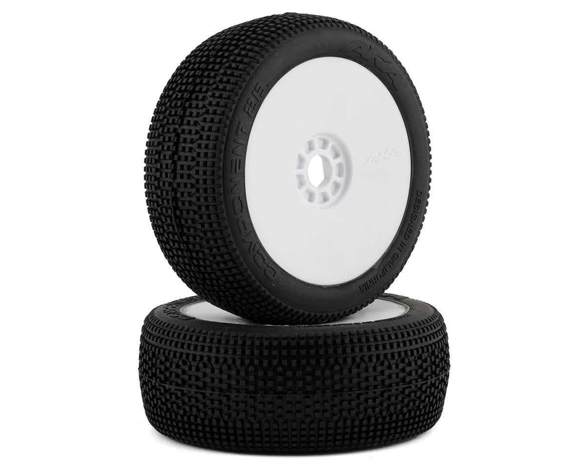 AKA Component 2AB 1/8 Buggy Mounted Tires (White) (2) (Soft - Long Wear)