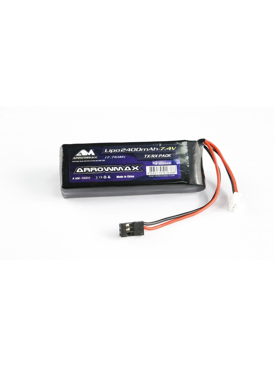 ARROWMAX Lipo 2400mAh 2S TX/RX 7.4V Flat Pack - RACERC