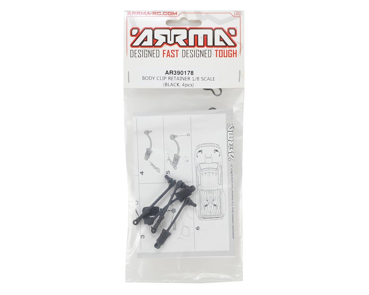Arrma 1/8 Body Clips με Rubber Retainers Μαύρα (4)