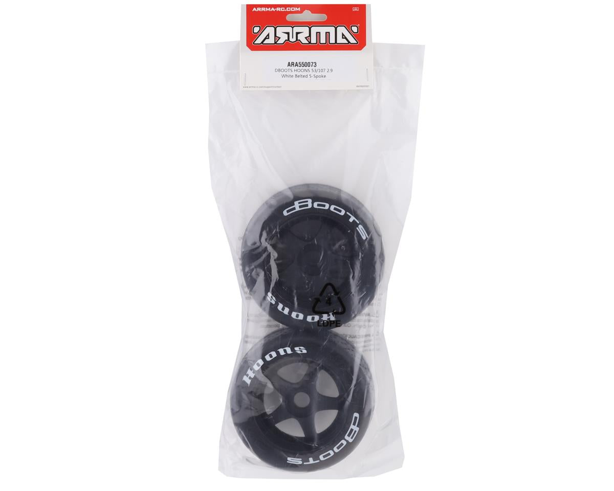 Arrma DBoots Hoons 53/107 2.9 Belted 5-Spoke Pre-mounted Tires (2) (White)