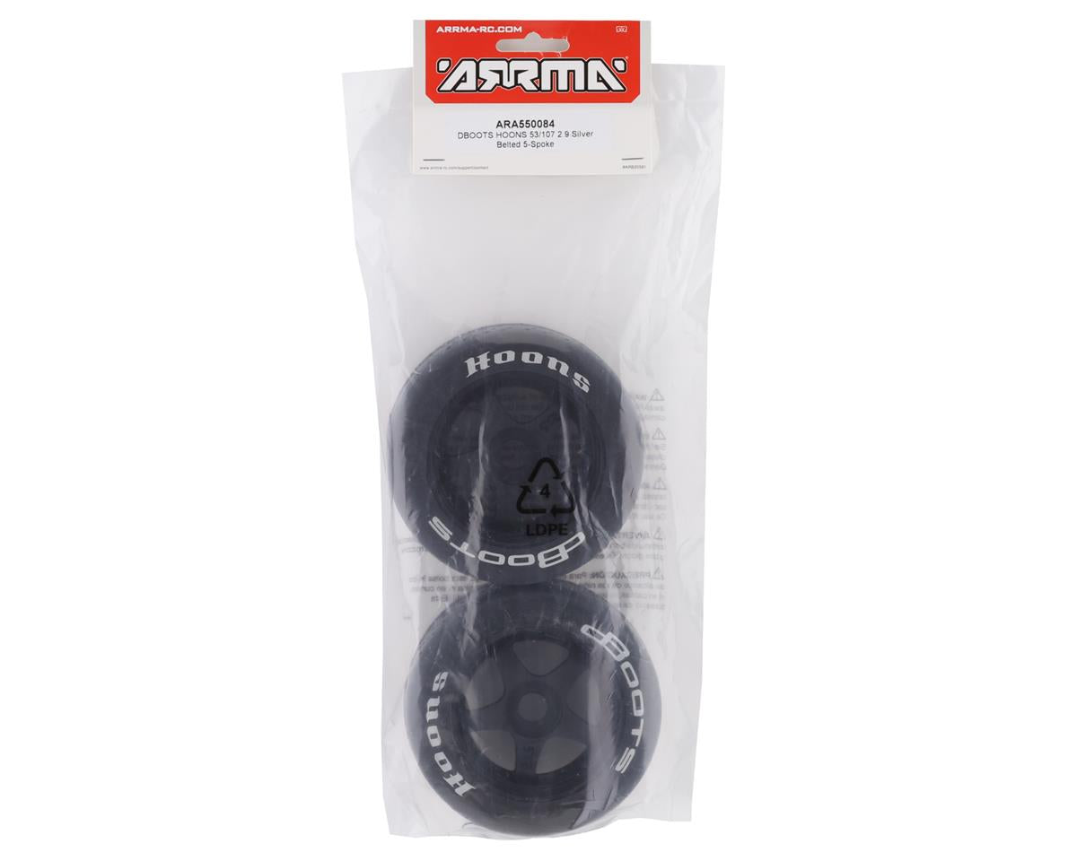 Arrma DBoots Hoons 53/107 2.9 Belted 5-Spoke Pre-mounted Tires (2) (Silver)