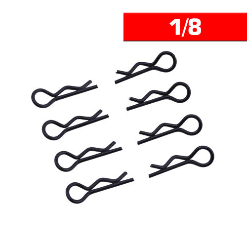 Ultimate Racing Body Clips 1/8 L&R Black (8pcs)