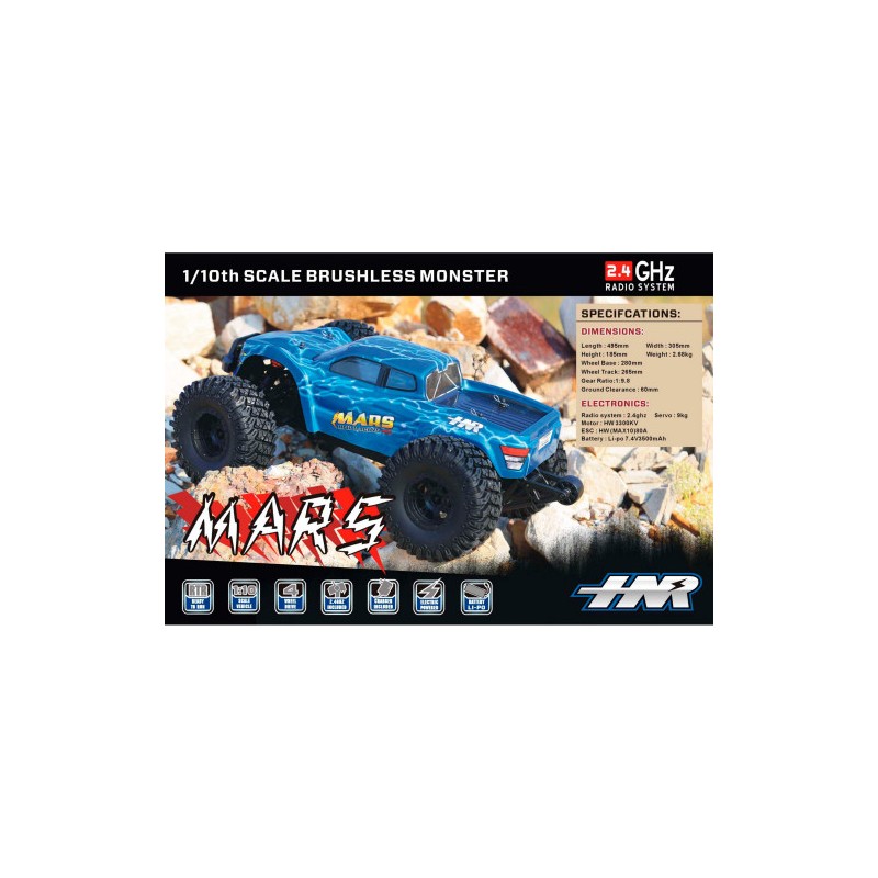 MARS BAJA 4X4 RTR 1:10 WATERPROOF BRUSLESS 80A 3600KW BLUE HNR9801-B