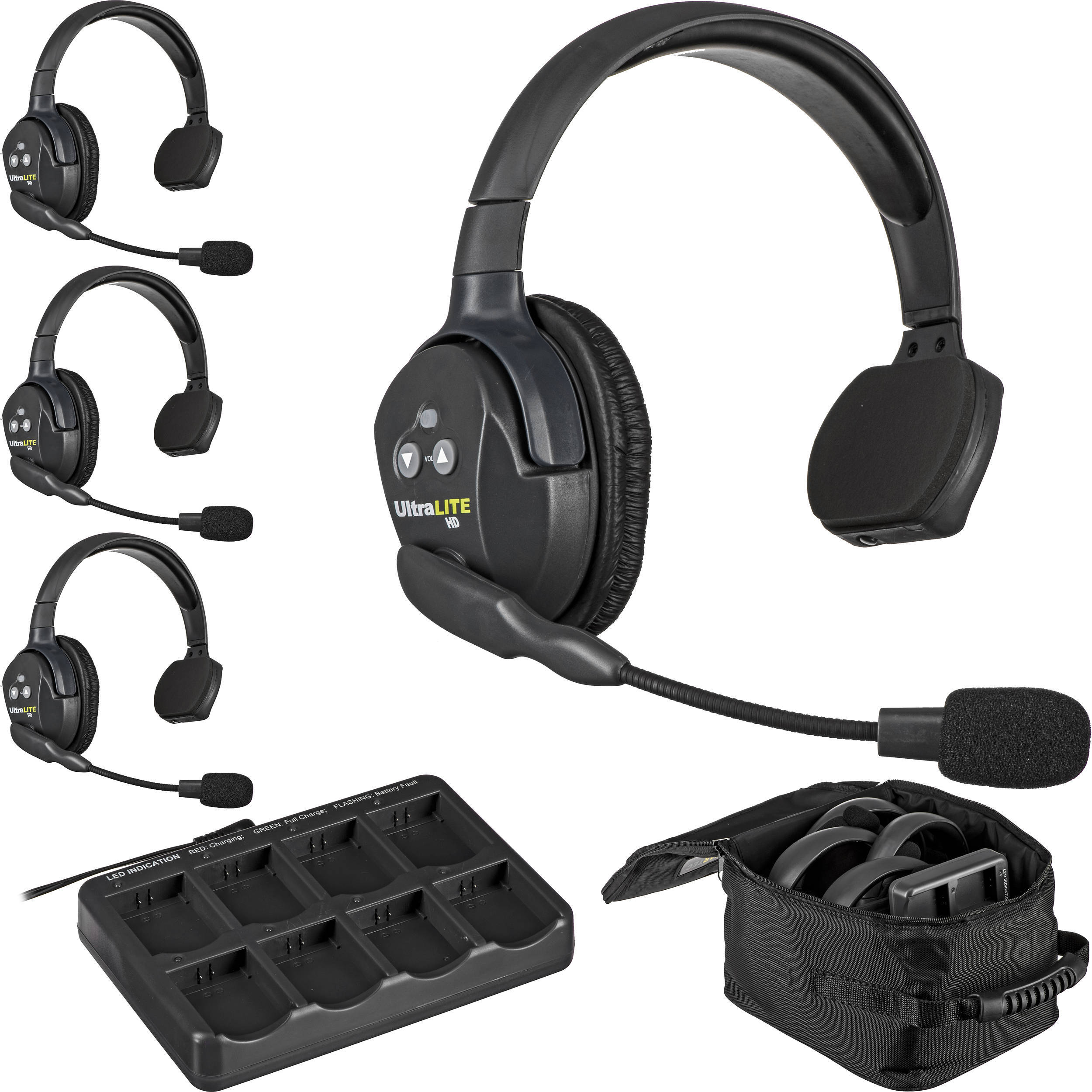 Eartec UltraLITE UL4S HD Kit - 4x Single Ear Headphones, case, charger