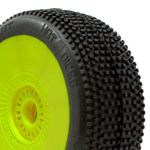 HOT DICES BUGGY P2 (SOFT) PRE-MOUNTED YELLOW (2pcs.) - RACERC