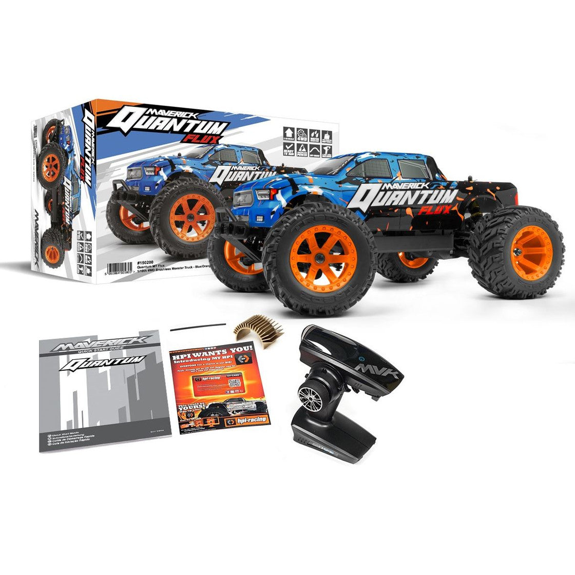 Maverick Quantum MT Flux V2 80A 1/10 4WD Monster Truck - Blue/Orange
