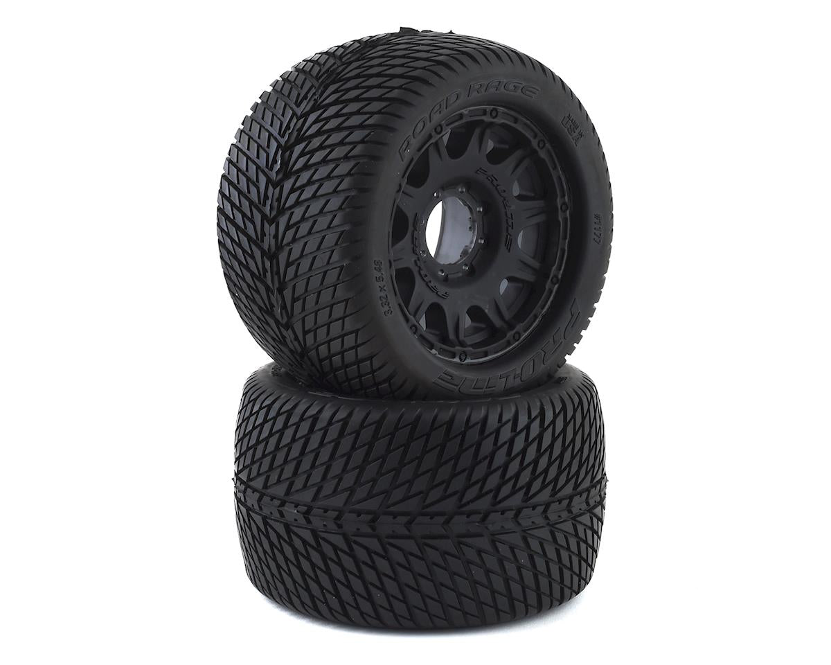 Pro-Line Road Rage MX38 3.8" Tire w/Raid 8x32 Wheels (2) (Black) (M2) w/Removable Hex