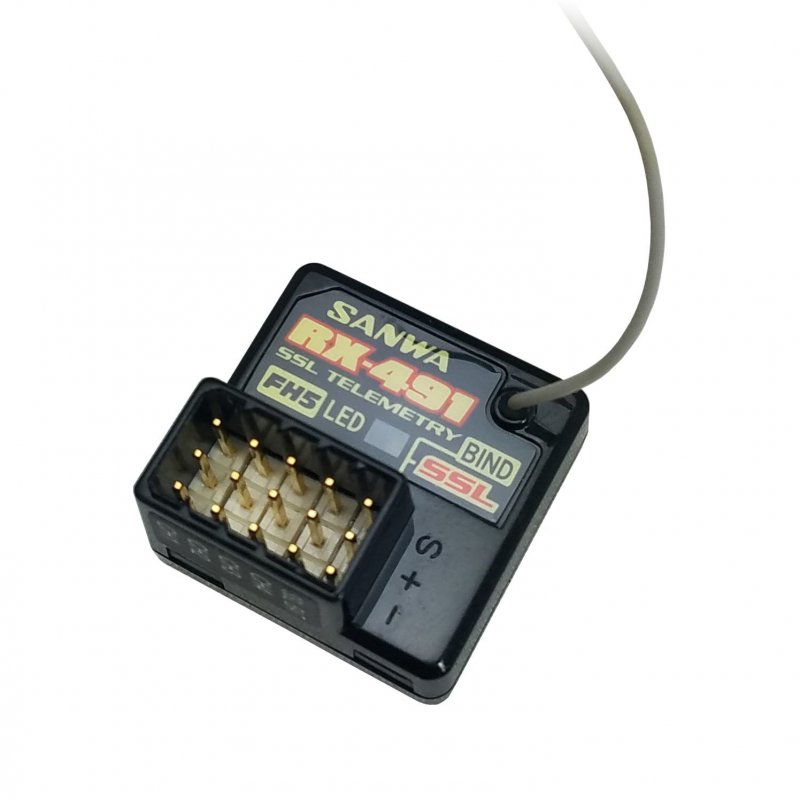 Sanwa RX-491 M17 2.4GHz 4-Channel FHSS5 SSL Telemetry Receiver - RACERC