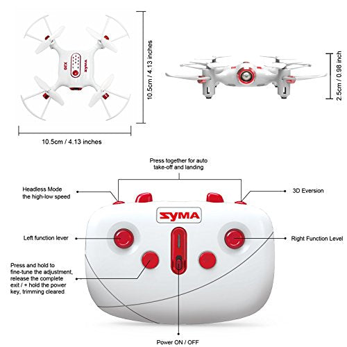 Syma X20 Mini Headless Quadcopter RC Drone with Stunt Altitude Holding for Beginner - RACERC