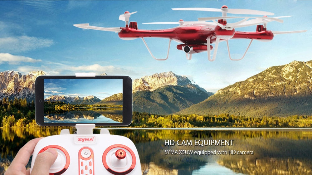 Syma X5UW Wifi FPV 720P HD Camera Quadcopter Drone with Flight Plan Route App Control & Altitude Hold Function - RACERC