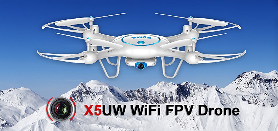 Syma X5UW Wifi FPV 720P HD Camera Quadcopter Drone with Flight Plan Route App Control & Altitude Hold Function - RACERC