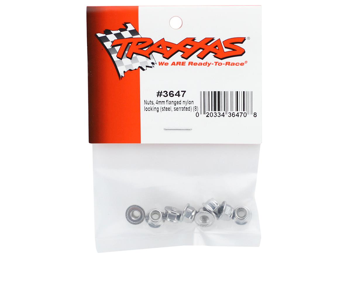 Traxxas 4mm Steel Flanged Serrated Nylon Locknut (8pcs)