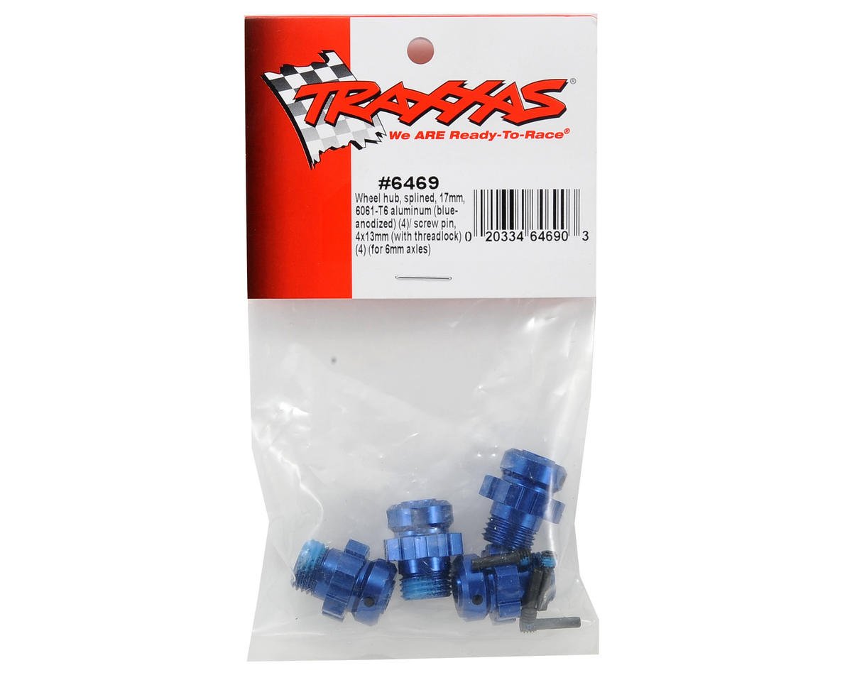 Traxxas 17mm Aluminum Splined Wheel Hub Set (Blue) (4)