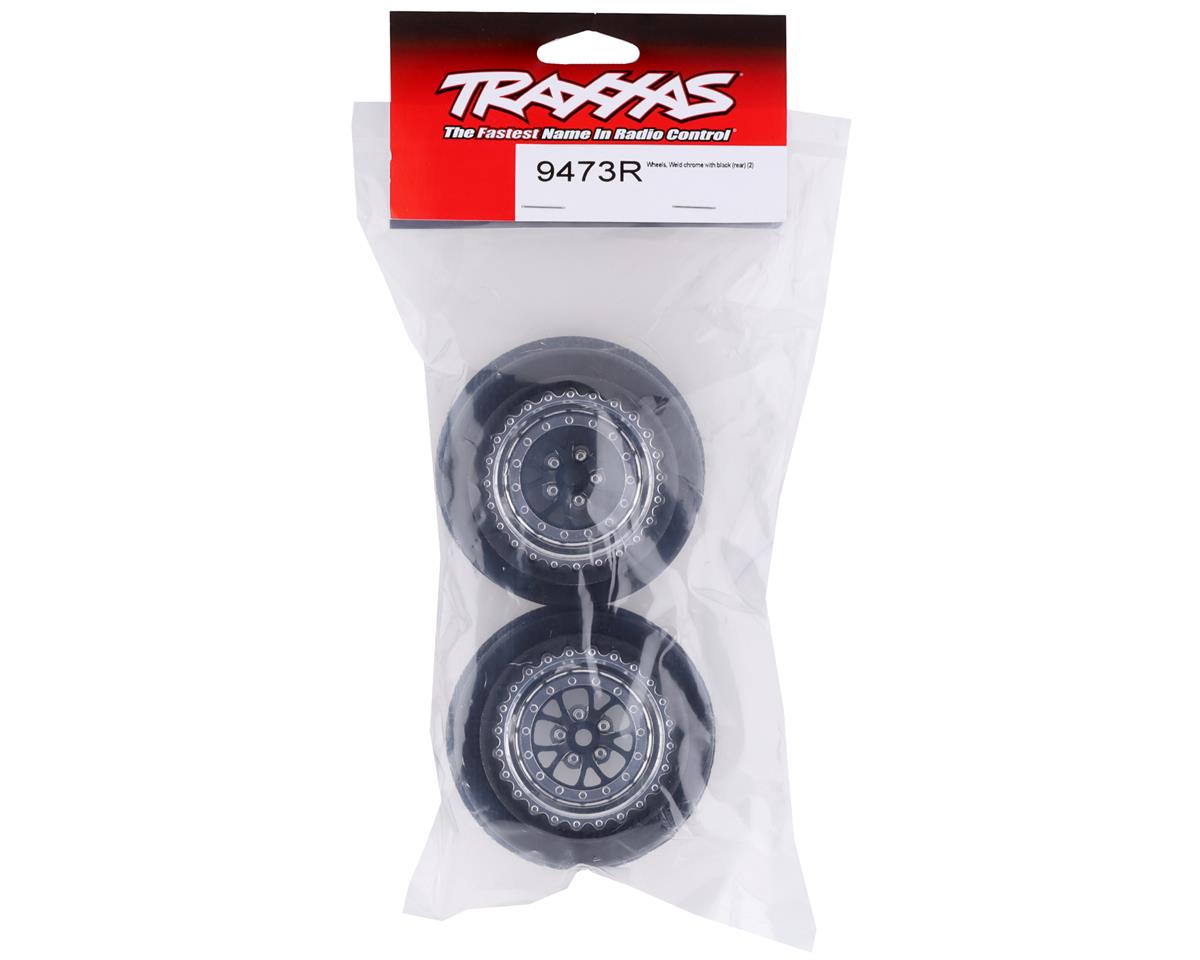 Traxxas Weld 2.2/3.0 Drag Racing Rear Wheels w/12mm Hex (Chrome w/Black) (2)