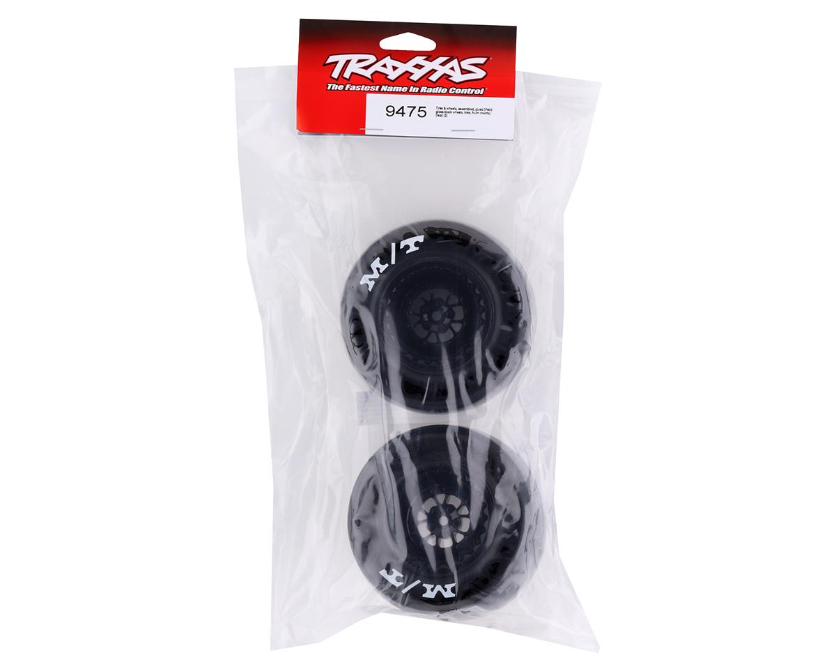 Traxxas Drag Slash Rear Pre-Mounted Tires (Gloss Black) (2) w/Weld Wheels & 12mm Hex