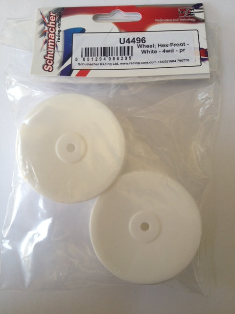 Schumacher 1/10 4wd Front Buggy 12mm Hex Wheels White 2pcs - U4496 - RACERC