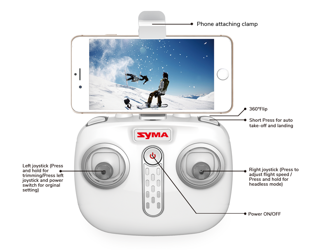 Syma X15W WiFi FPV With 0.3MP HD Camera Altitude Hold 3D Flips APP Control RC Quadcopter Camera Drone RTF - RACERC