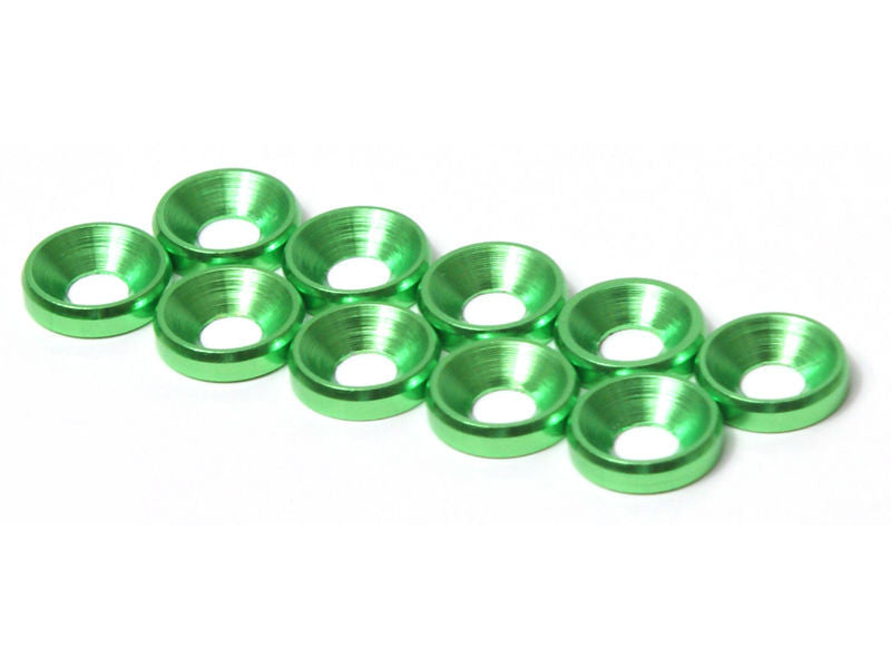 THE M4 Countersunk Washer 10pcs (Green) - RACERC