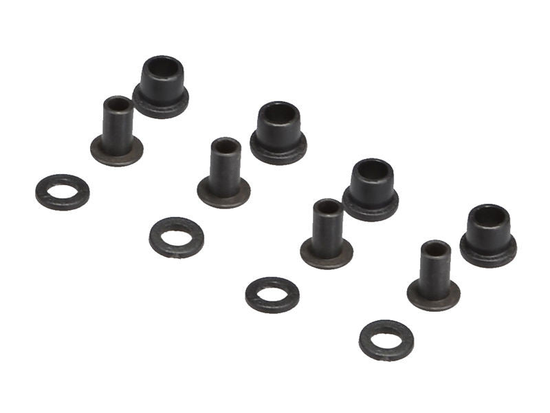 THE Mounting Hardware set for One-Piece CNC Shock Cap. (4pcs, plastic shim and bushing, steel bushing) - RACERC