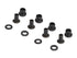 THE Mounting Hardware set for One-Piece CNC Shock Cap. (4pcs, plastic shim and bushing, steel bushing) - RACERC