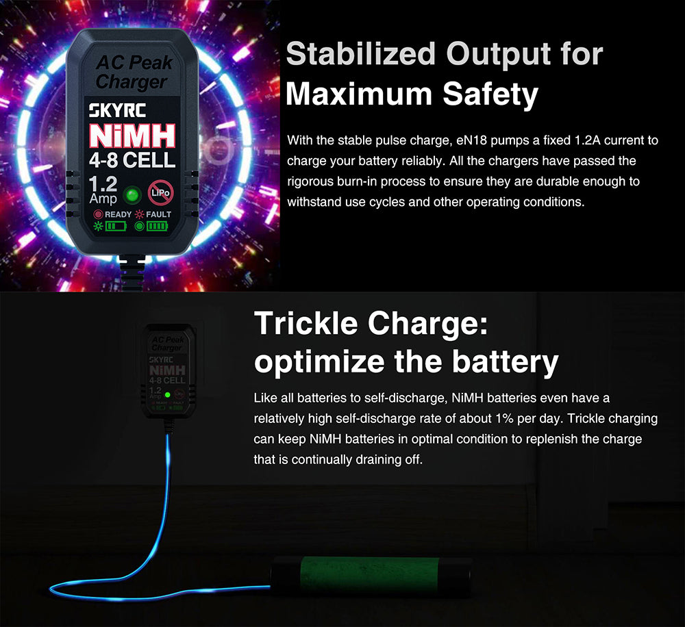 SkyRC eN18 NiMH Peak Charger 4–8 Cells 1.2A (AC) για RC Μπαταρίες